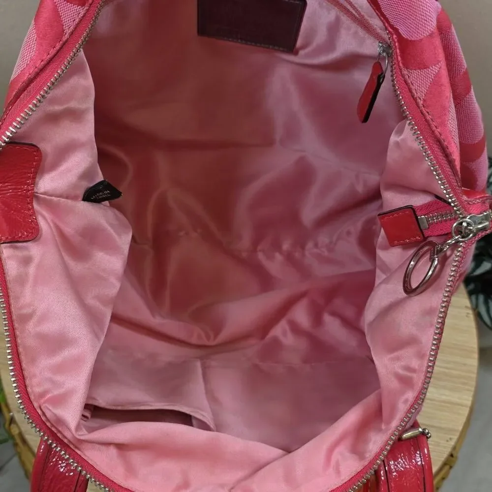Coach Hot Pink Op Art C Signature Tote Bag and Wallet